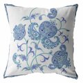 Homeroots 16 in. Wildflower Indoor & Outdoor Throw Pillow Light Blue & White 412616